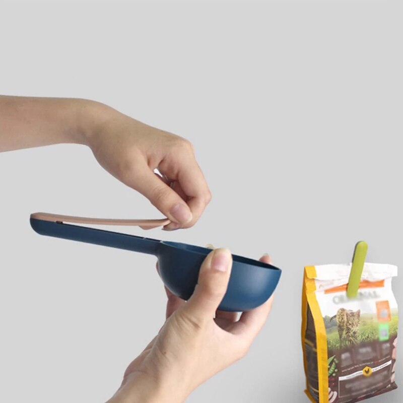 Multifunctional Dog Food Cat Food Shovel Feeding Spoon Sealed Bag Clip Creative Measuring Cup Curved Design Easy To Multifunctional Dog Food Cat Food Shovel Feeding Spoon Sealed Bag Clip Creative Measuring Cup Curved Design Easy To