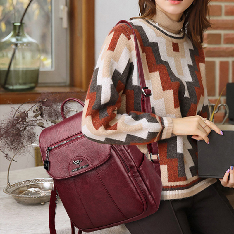 Multifunctional Leather Backpack for Women
