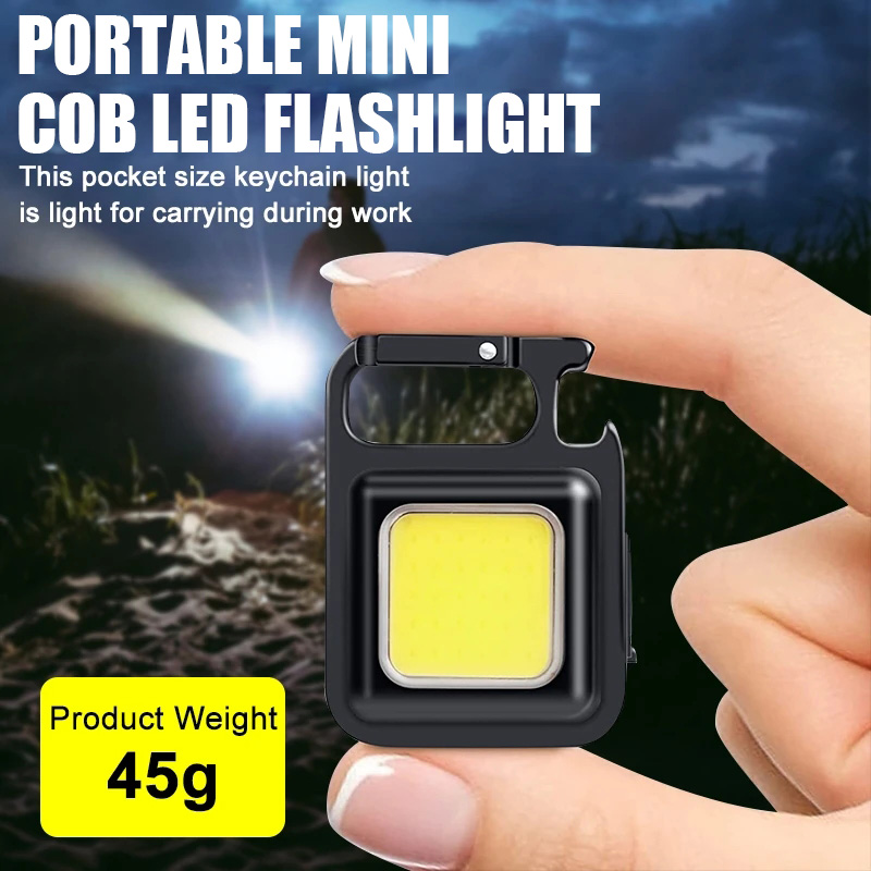 Multifunctional Portable Mini LED Flashlight USB Rechargeable Pocket Keychain Light Outdoor Waterproof Emergency