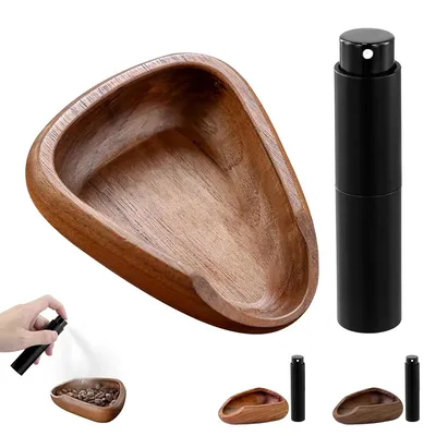 Multifunctional Wooden Coffee Bean Dosing Cup and Light Spray Bottle Barista Set for Enhance Brewing Coffee Experience