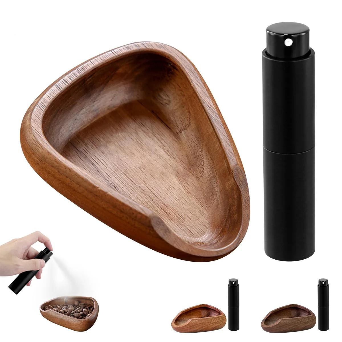 Multifunctional Wooden Coffee Bean Dosing Cup and Light Spray Bottle Barista Set for Enhance Brewing Coffee Experience