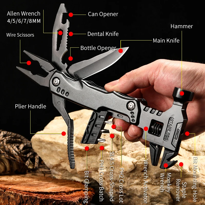 Multifunctional Wrench Hammer Knife Pliers Outdoor Camping Survival Tool Labor Saving Tool Stainless Steel Multi-tool Multifunctional Wrench Hammer Knife Pliers Outdoor Camping Survival Tool Labor Saving Tool Stainless Steel Multi-tool