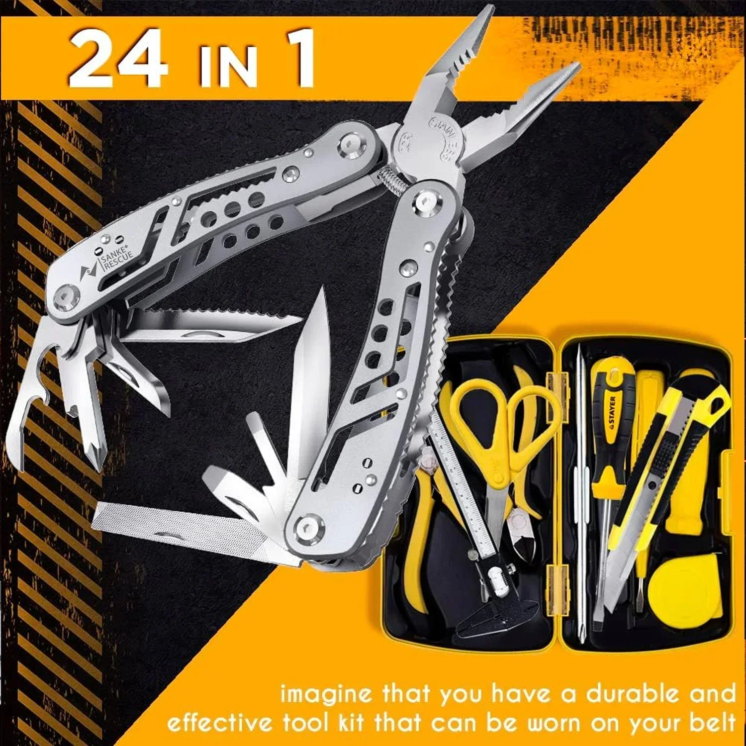 Multitool 24-in-1 Multitools Pliers with ​Professional Multi-tool for Survival Camping and Hunting Gifts for Men Dad