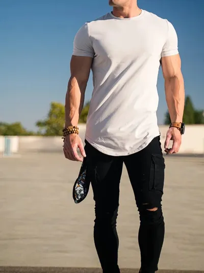 Muscle Fitness T-shirt Summer Men's Athleisure Workout short sleeve T-shirt High Quality cotton Men T-shirt Gym Sport Muscle Fitness T-shirt Summer Men's Athleisure Workout short sleeve T-shirt High Quality cotton Men T-shirt Gym Sport