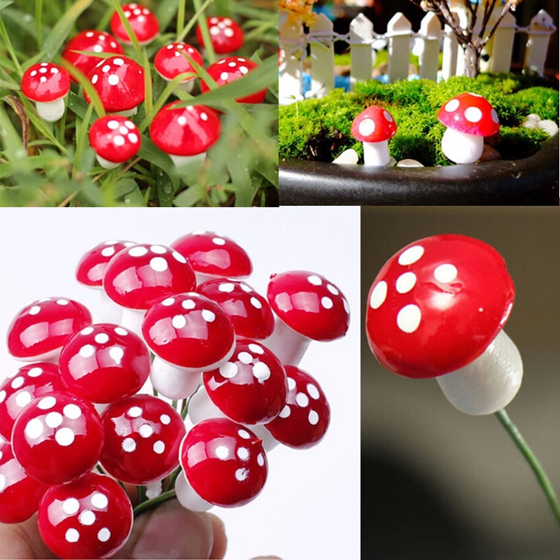 Mushroom Garden Ornaments Red Color (10Pcs) Mushroom Garden Ornaments Red Color (10Pcs)