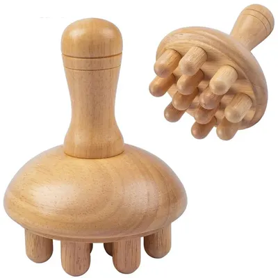 Mushroom Shape Massager Manual Wood Therapy Massage Tool for Body Shaping, Colombian Maderoterapia,Lymphatic Drainage