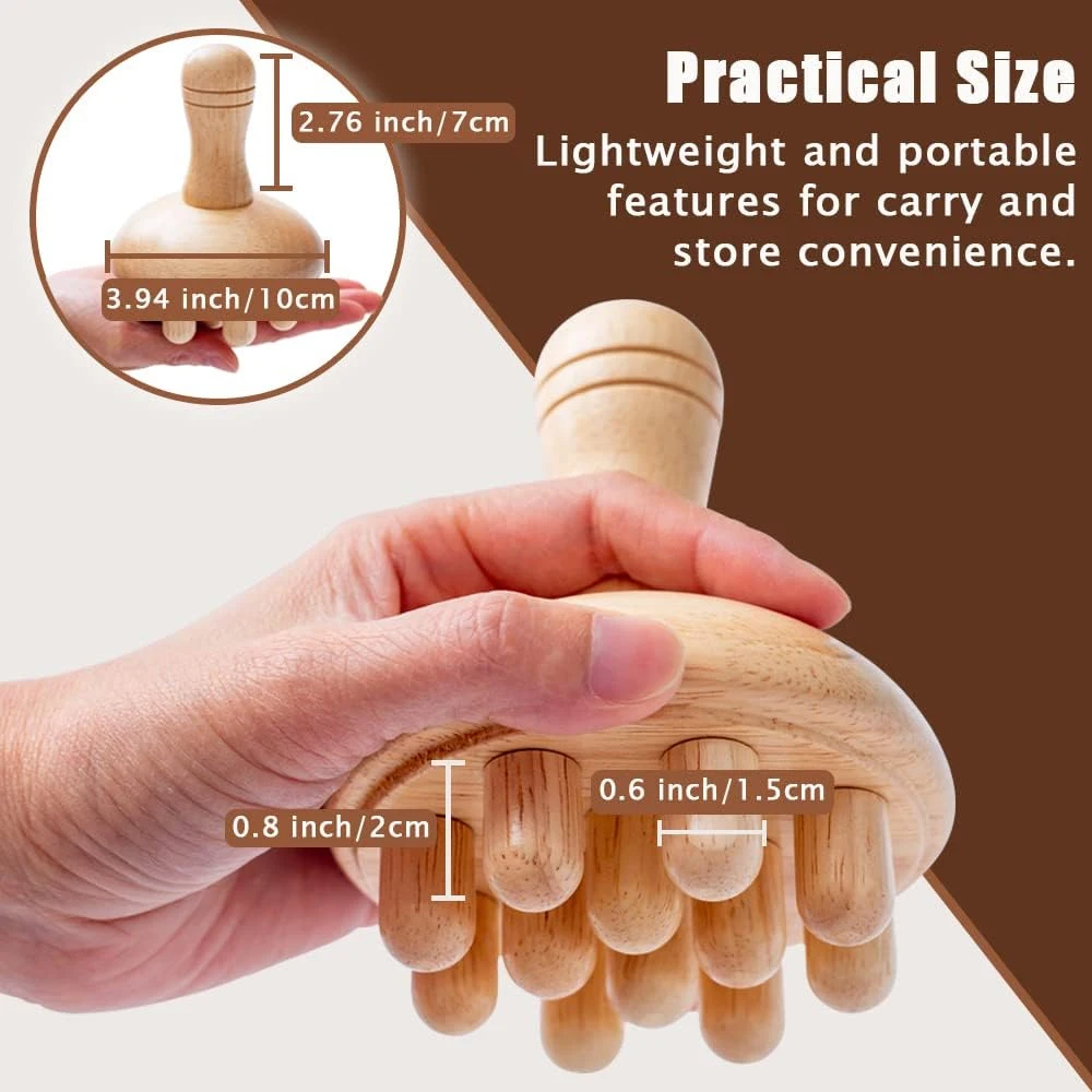 Mushroom Shape Massager Manual Wood Therapy Massage Tool for Body Shaping, Colombian Maderoterapia,Lymphatic Drainage
