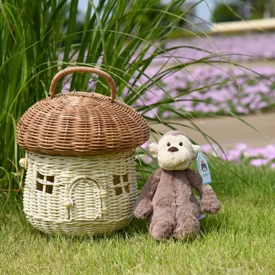 Mushroom Wicker Basket with Lid Mushroom Wicker Basket with Lid