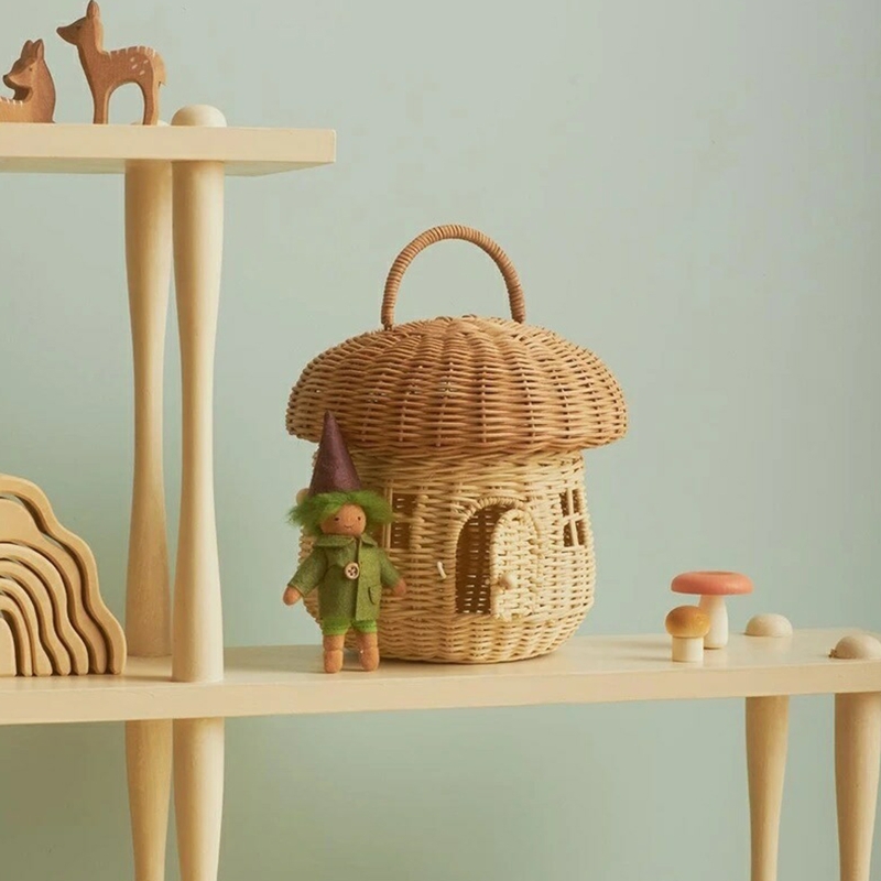 Mushroom Wicker Basket with Lid Mushroom Wicker Basket with Lid