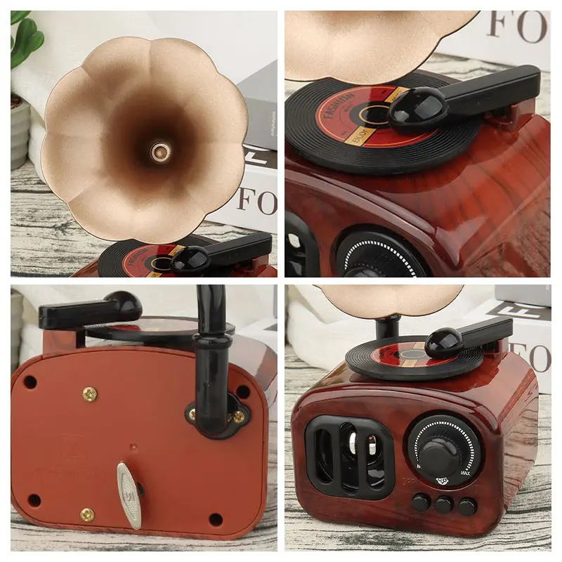 Music Box Retro Phonograph Home Decoration Holiday Gifts Ornament Creative Classical Vintage Art Crafts Table Desk