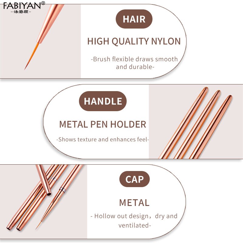 Nail Art Liner Brushes Manicure Tool (3 pcs) Nail Art Liner Brushes Manicure Tool (3 pcs)