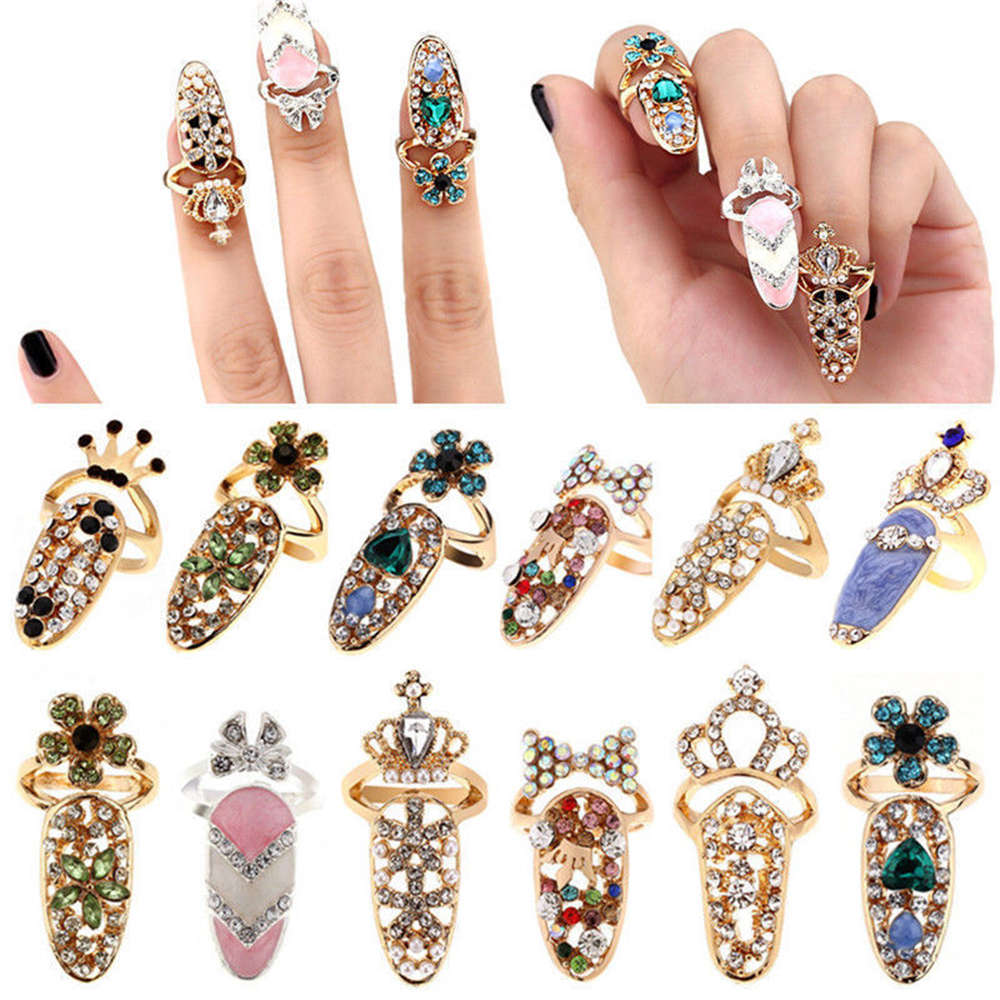 Nail Ring 1PC Alloy Rhinestone Charm Nail Ring 1PC Alloy Rhinestone Charm