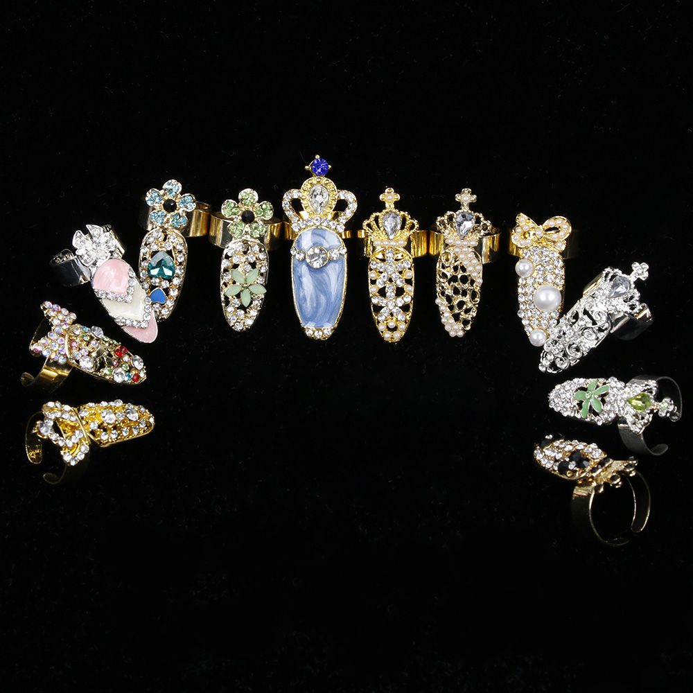 Nail Ring 1PC Alloy Rhinestone Charm