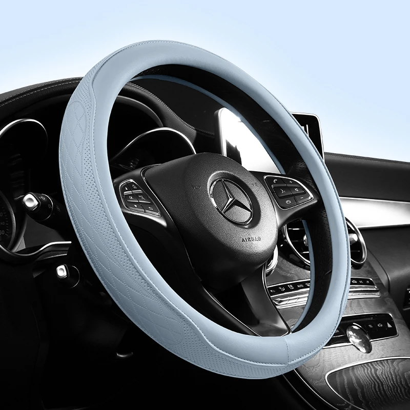 Napa Leather Perforated Patchwork Car Steering Wheel Cover, Non-slip, Breathable, Universal 15 Inch (Approx. 38.1cm) Napa Leather Perforated Patchwork Car Steering Wheel Cover, Non-slip, Breathable, Universal 15 Inch (Approx. 38.1cm)