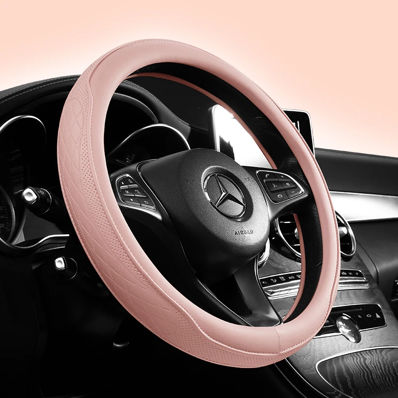 Napa Leather Perforated Patchwork Car Steering Wheel Cover, Non-slip, Breathable, Universal 15 Inch (Approx. 38.1cm) Napa Leather Perforated Patchwork Car Steering Wheel Cover, Non-slip, Breathable, Universal 15 Inch (Approx. 38.1cm)