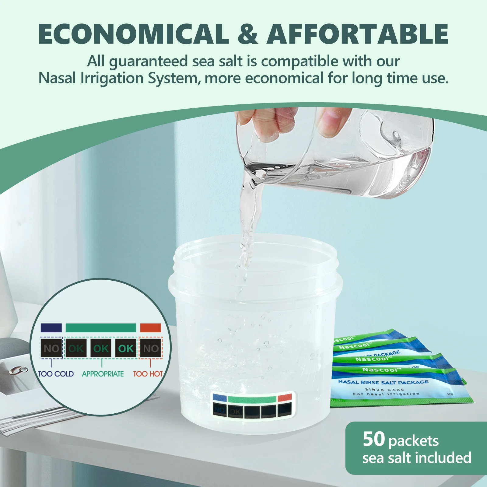 Nascool Electric Nasal Irrigation System with 50 SaltPods Suction Irrigator Nose Washer Sinus Rinse Device Cleaner