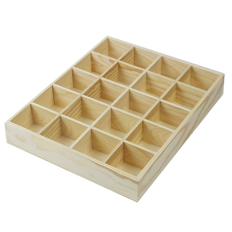 Natural 20 Grid Wooden Compartment Box