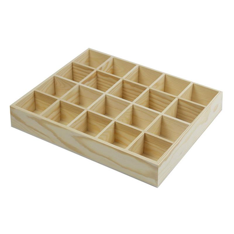 Natural 20 Grid Wooden Compartment Box