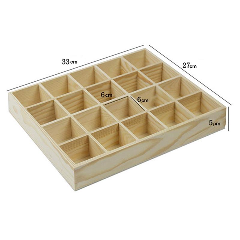 Natural 20 Grid Wooden Compartment Box