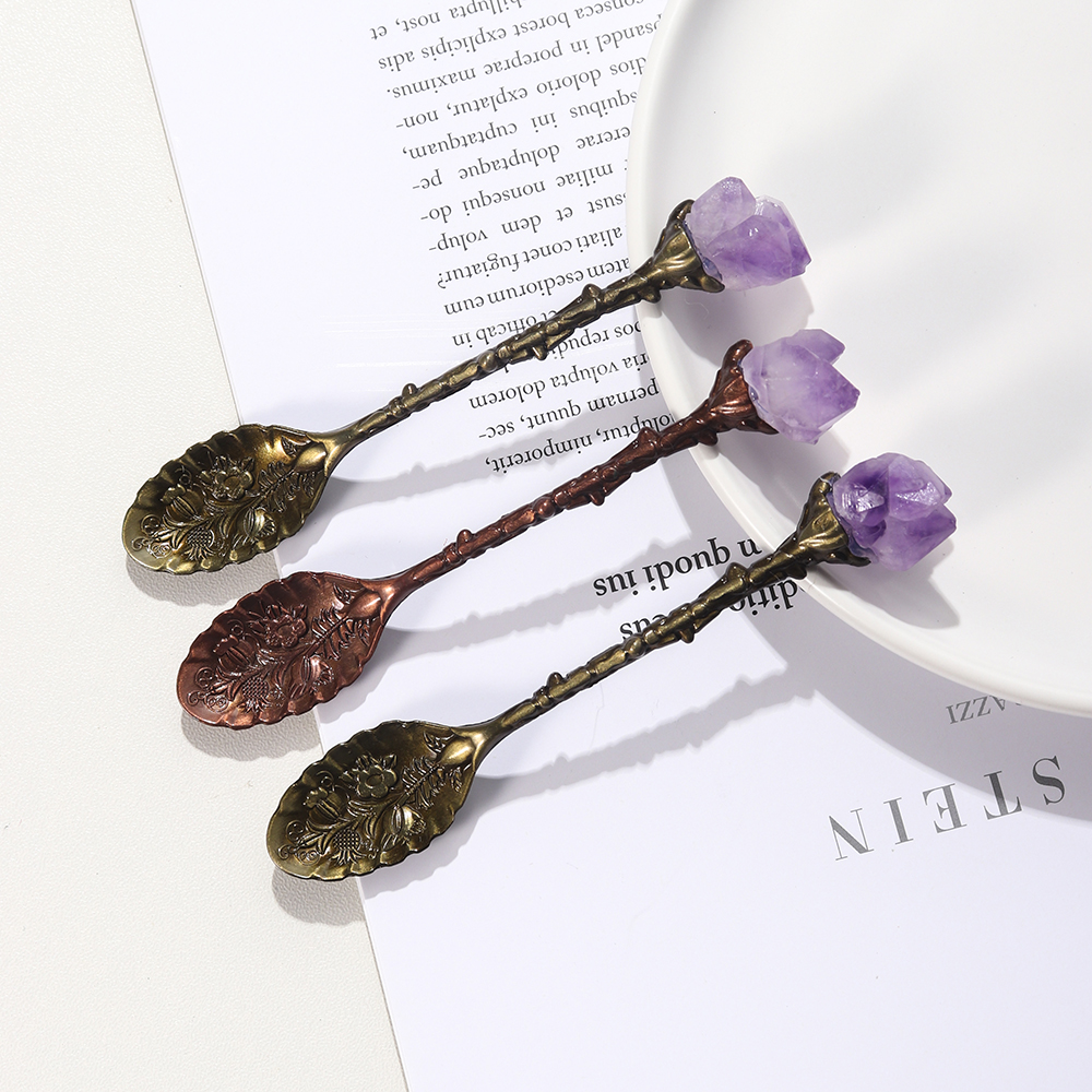 Natural Amethyst Crystal Spoon Natural Amethyst Crystal Spoon