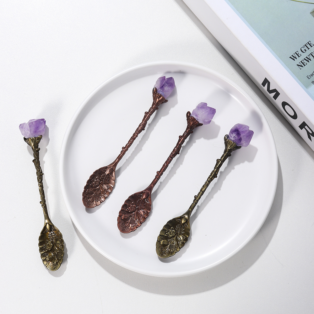 Natural Amethyst Crystal Spoon