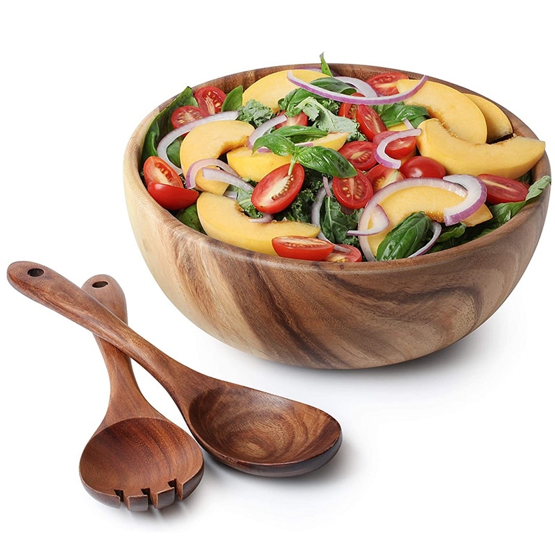 Natural Bamboo Salad Bowl Set Natural Bamboo Salad Bowl Set