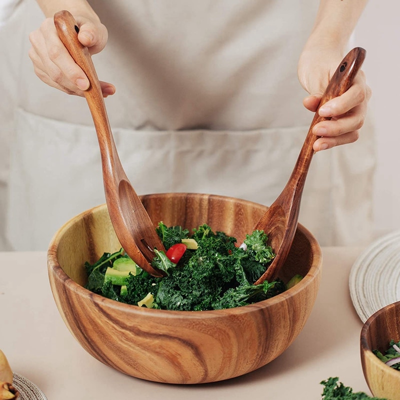 Natural Bamboo Salad Bowl Set Natural Bamboo Salad Bowl Set