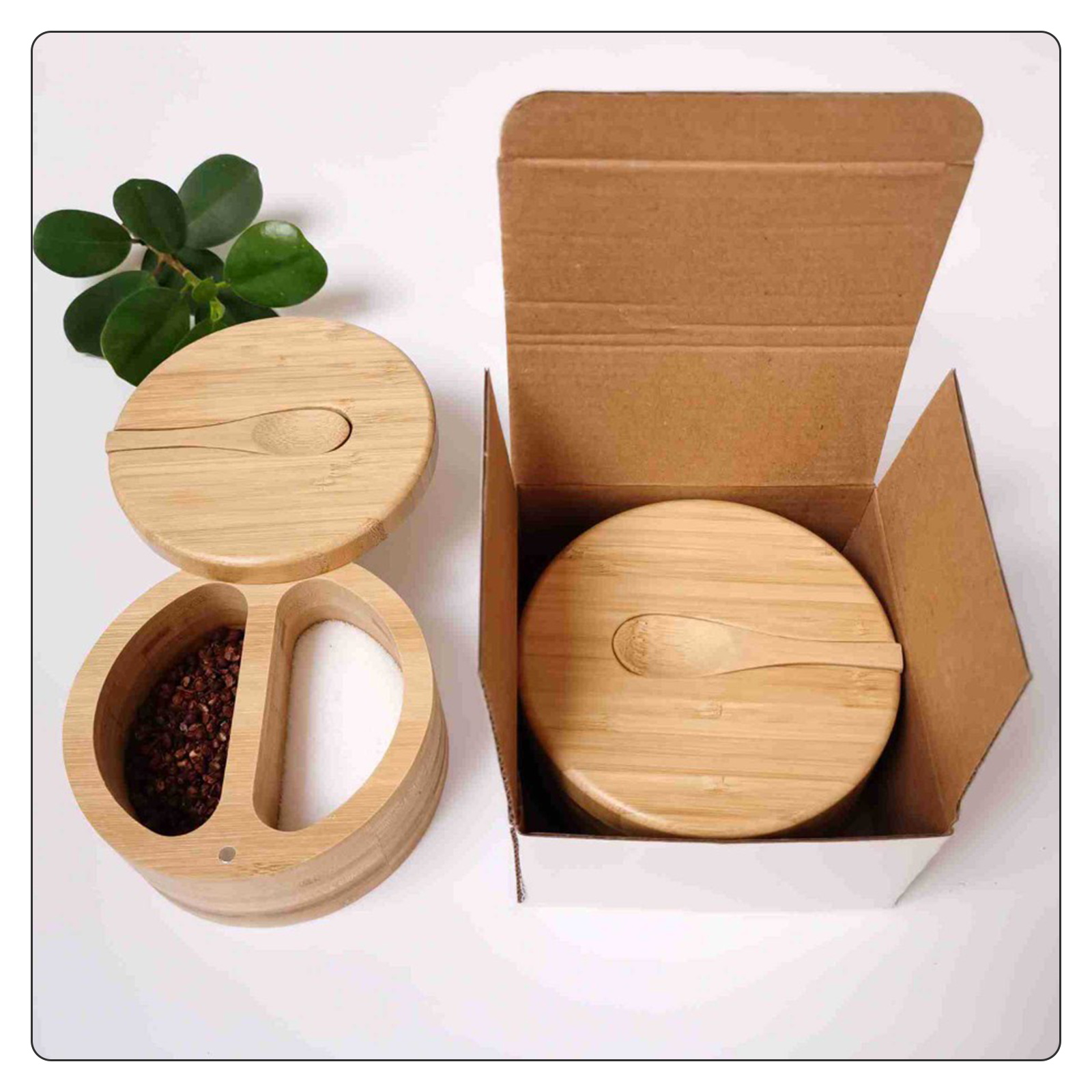 Natural Bamboo Wood Salt Container