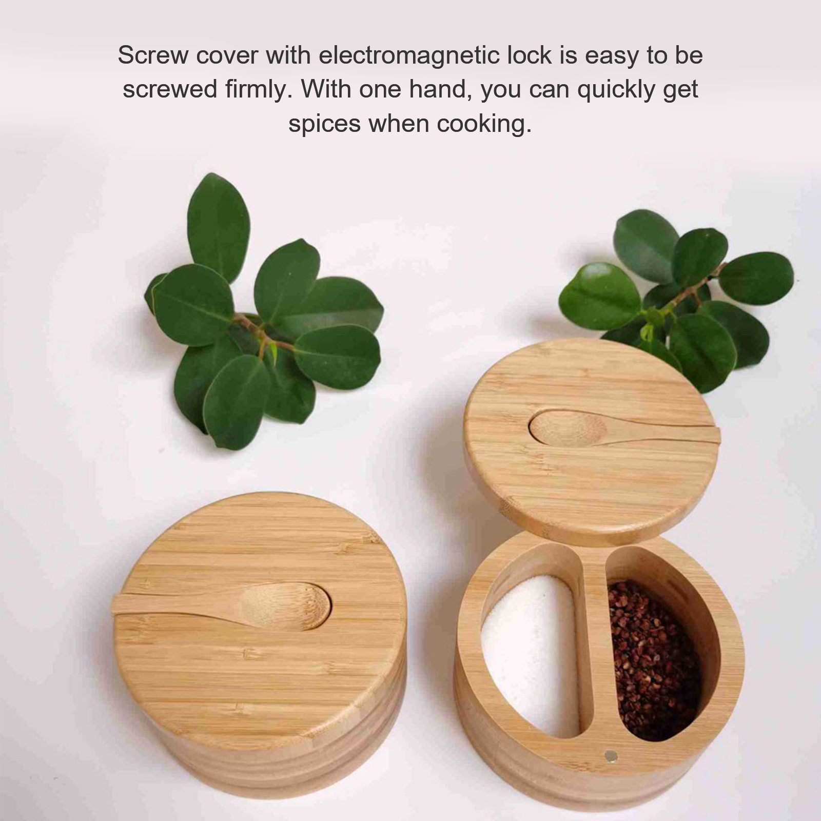 Natural Bamboo Wood Salt Container