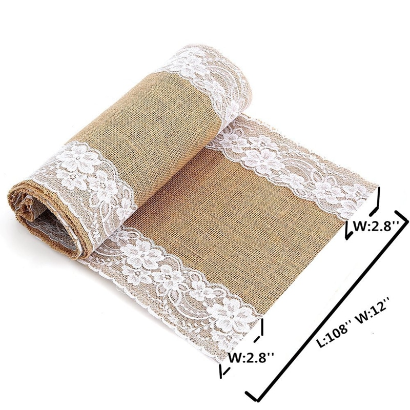 Natural Burlap Table Runner with Lace