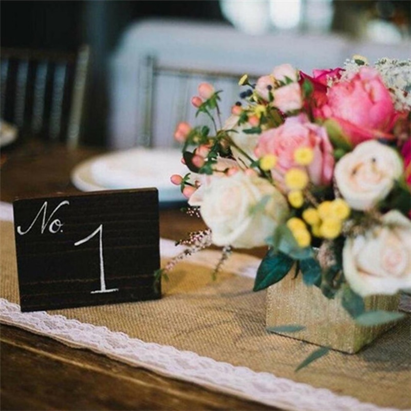 Natural Burlap Table Runner with Lace