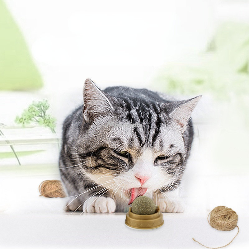 Natural Catnip Cat Wall Stick On Ball Toy Treats Healthy Natural Removes Hair Balls to Promote Digestion Cat Grass