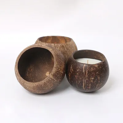 Natural Coconut Shell Candle Holder