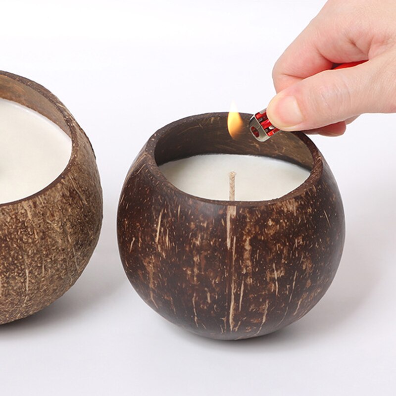 Natural Coconut Shell Candle Holder