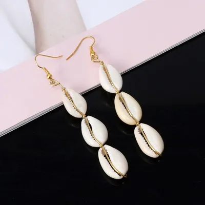 Natural Cowrie Shell Drop Earrings