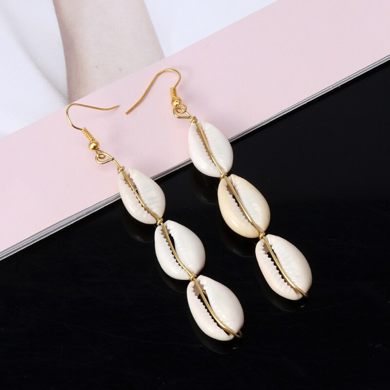 Natural Cowrie Shell Drop Earrings Natural Cowrie Shell Drop Earrings