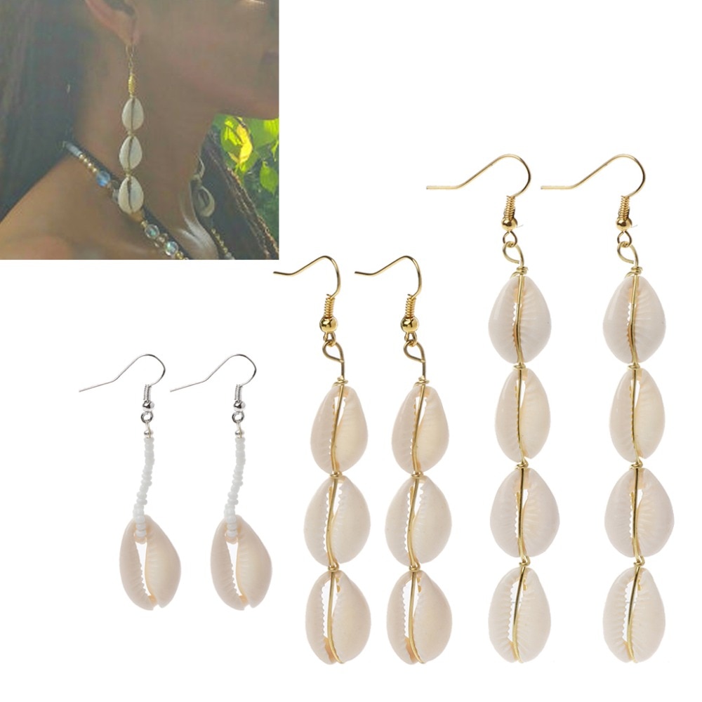 Natural Cowrie Shell Drop Earrings