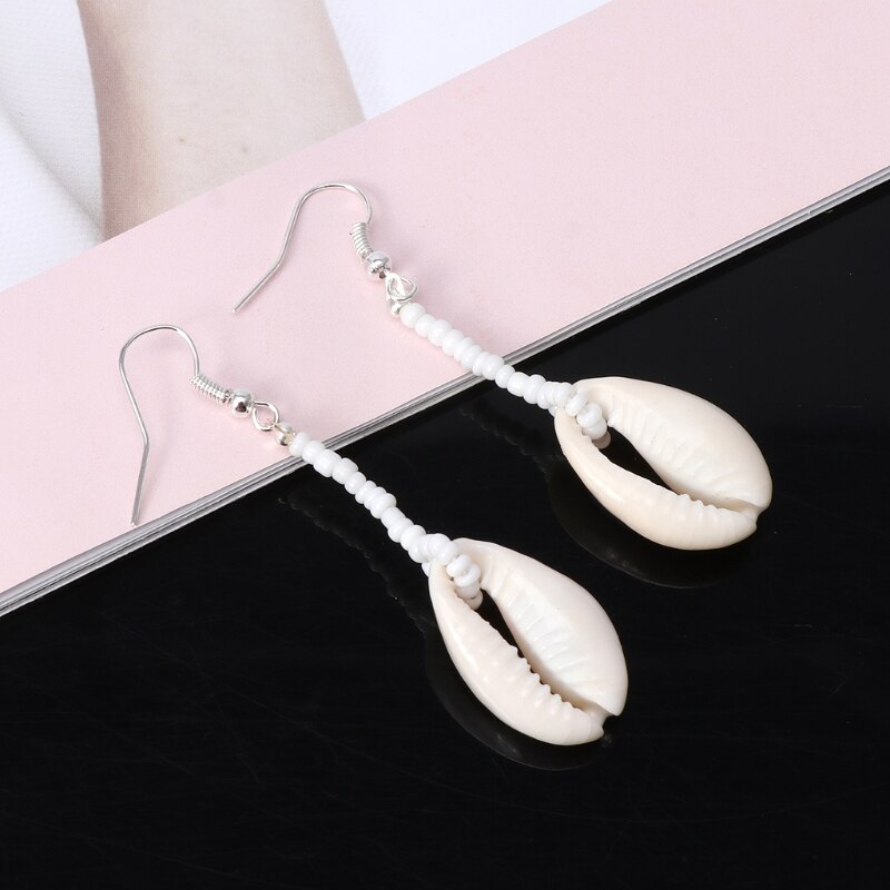 Natural Cowrie Shell Drop Earrings