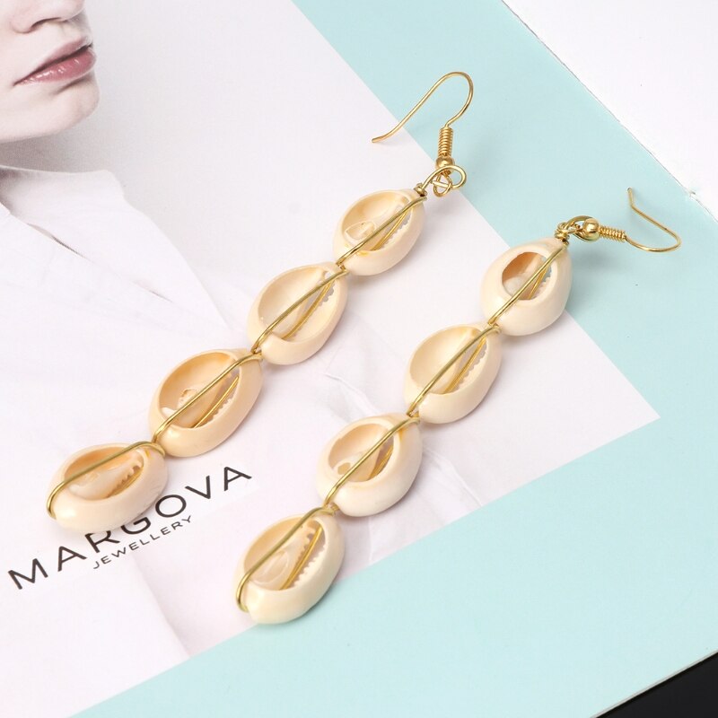 Natural Cowrie Shell Drop Earrings