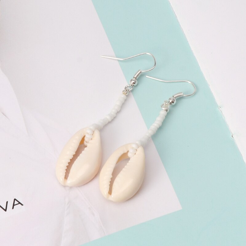 Natural Cowrie Shell Drop Earrings