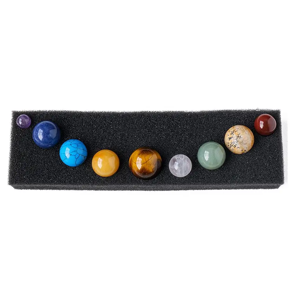 Natural Crystal 9 Planets Ball Solar Sun System Rock Quartz Stones Beads Healing Reiki Chakra Energy Sphere Galaxy
