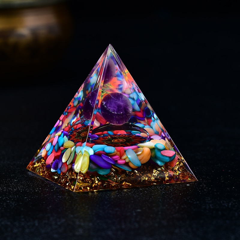 Natural Crystal Energy Generator Energy Pyramid Spiritual Healing Crystal Chakra Resin Meditation Tool Room Decoration