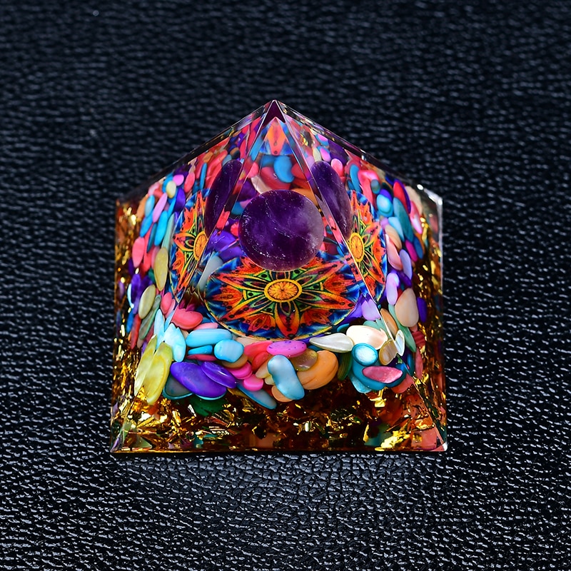 Natural Crystal Energy Generator Energy Pyramid Spiritual Healing Crystal Chakra Resin Meditation Tool Room Decoration