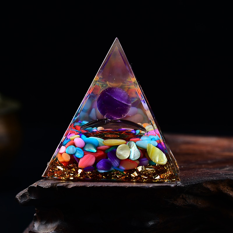 Natural Crystal Energy Generator Energy Pyramid Spiritual Healing Crystal Chakra Resin Meditation Tool Room Decoration