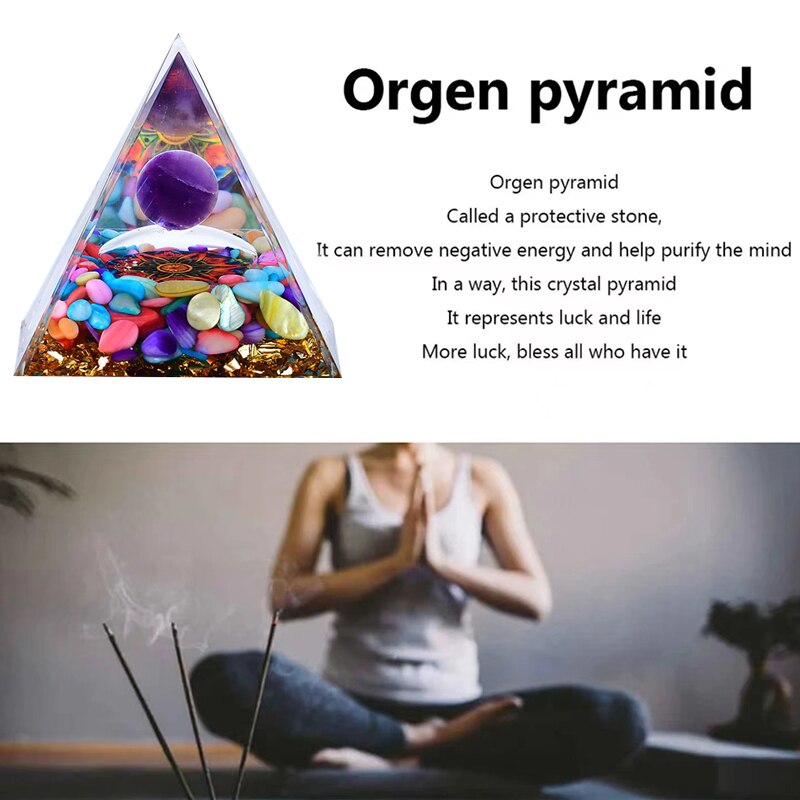 Natural Crystal Energy Generator Energy Pyramid Spiritual Healing Crystal Chakra Resin Meditation Tool Room Decoration