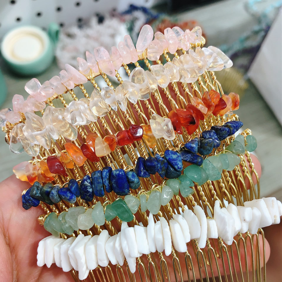 Natural Crystal Hair Comb Accessory