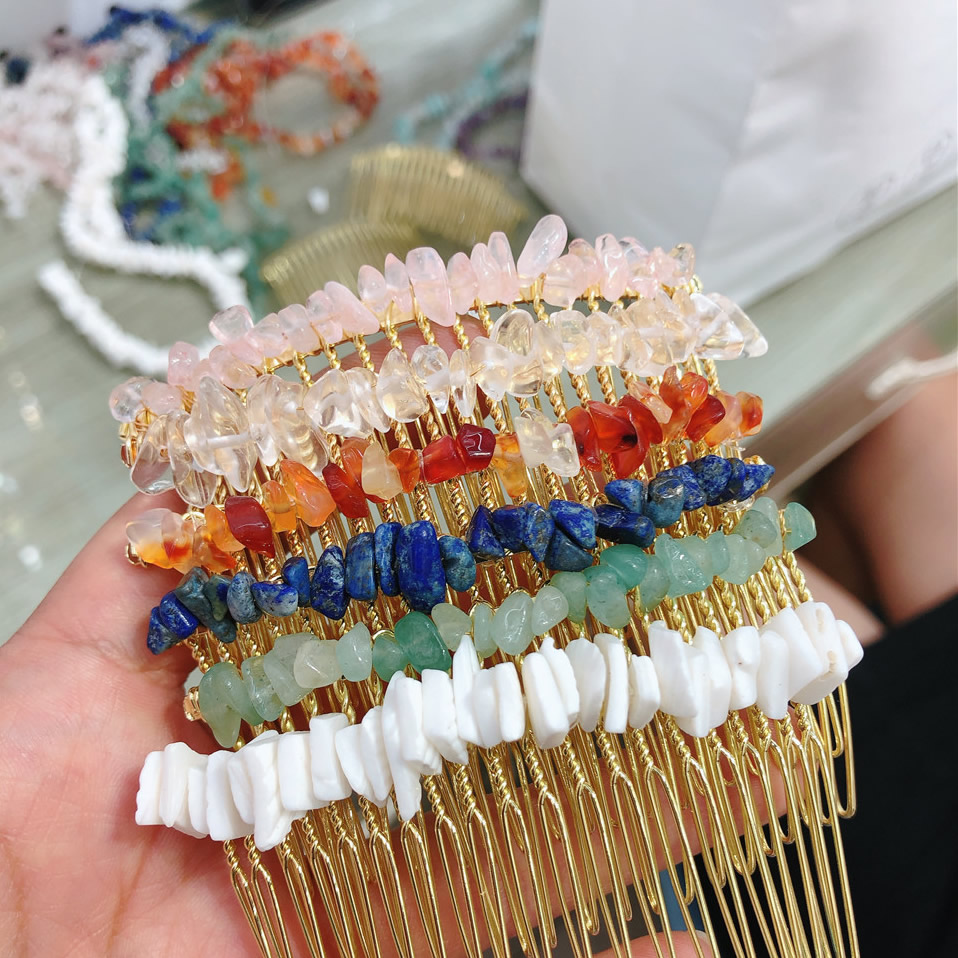 Natural Crystal Hair Comb Accessory
