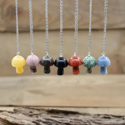 Natural Crystal Mushroom Necklace