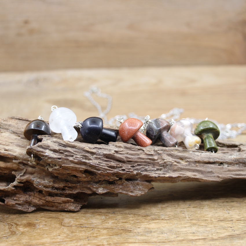 Natural Crystal Mushroom Necklace