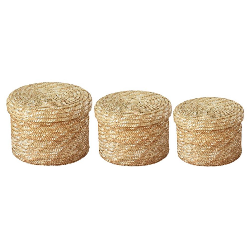 Natural Lidded Wicker Baskets (3pcs) Natural Lidded Wicker Baskets (3pcs)